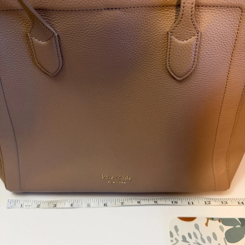 Kate Spade New York Large Pebbled Leather Knott Raw PecanTote‎ Bag Taupe Beige